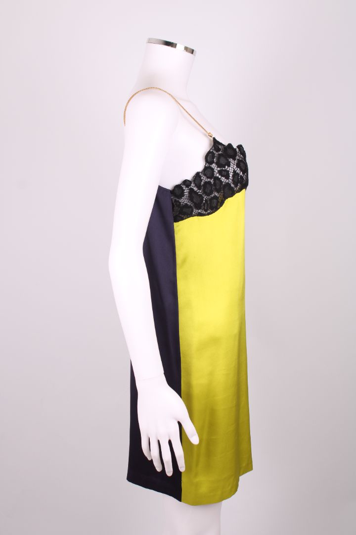 Versace Chain Strap Slip Dress Green/ Navy 12