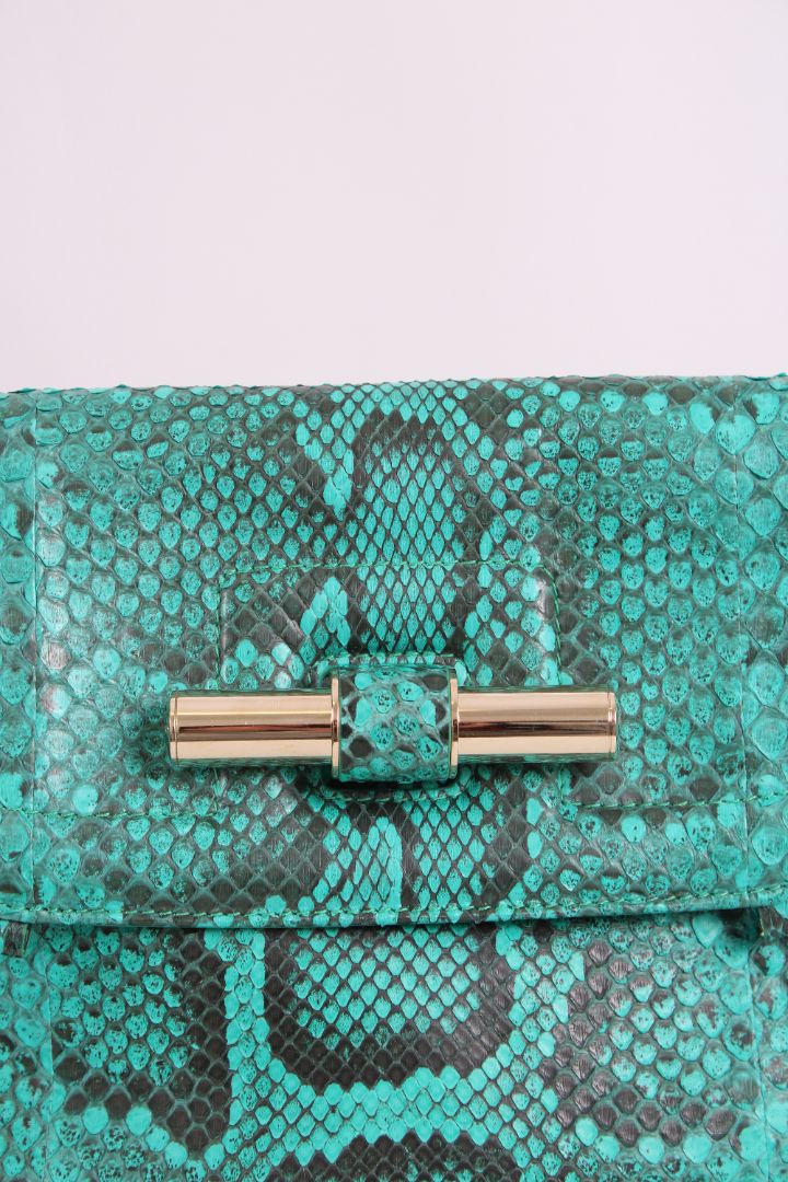 Jimmy Choo Python Jasmine Clutch Turquoise