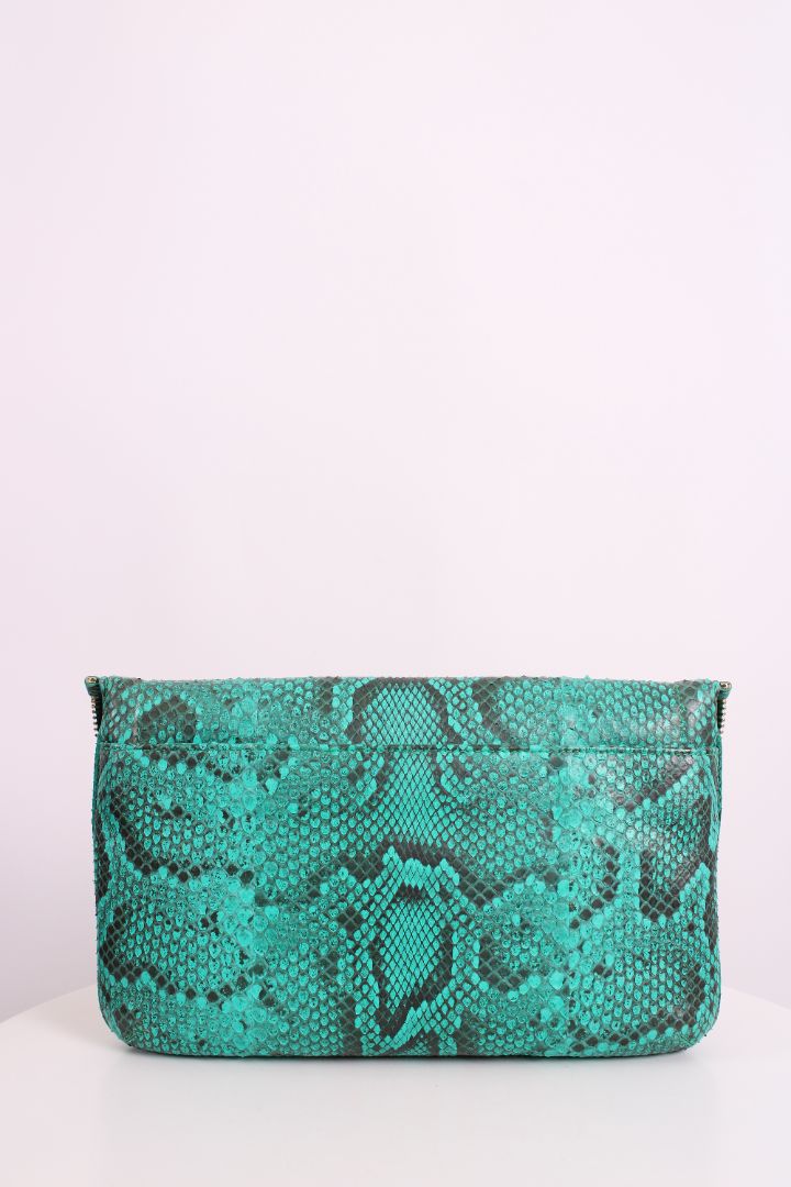 Jimmy Choo Python Jasmine Clutch Turquoise