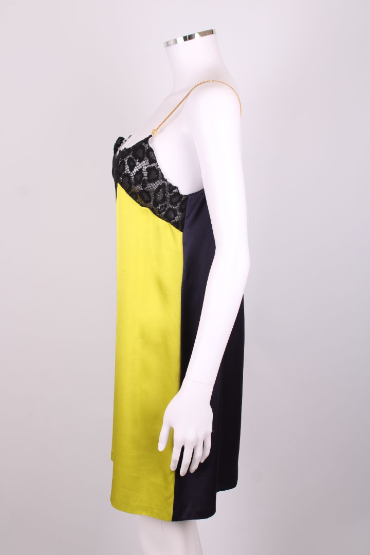 Versace Chain Strap Slip Dress Green/ Navy 12