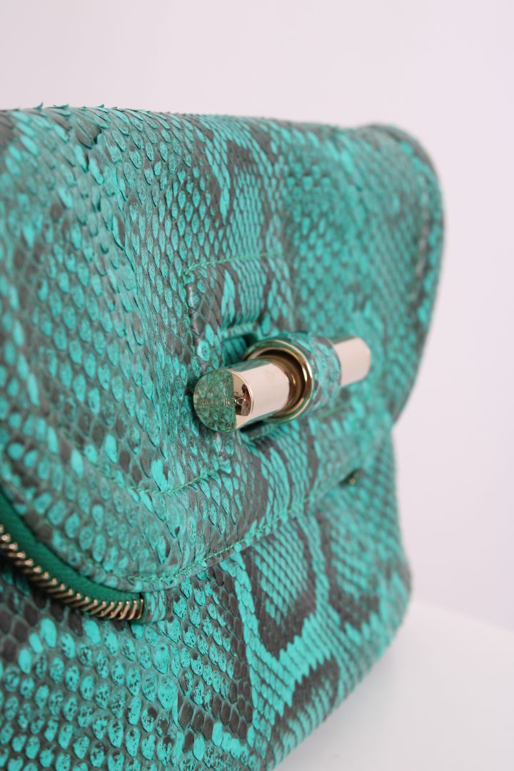 Jimmy Choo Python Jasmine Clutch Turquoise
