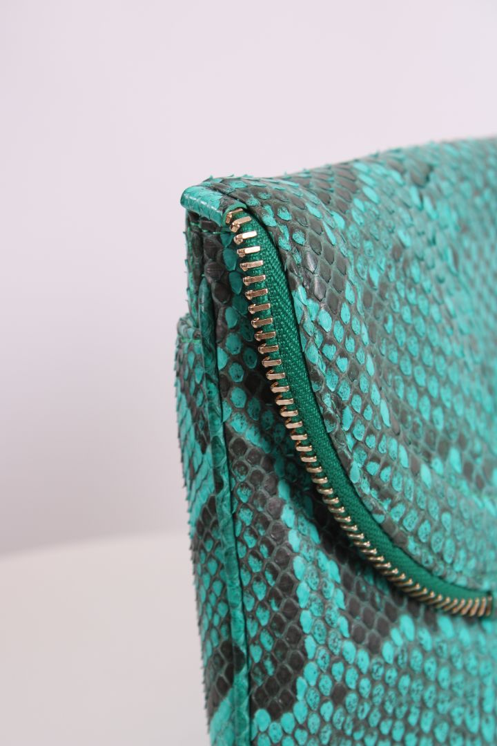 Jimmy Choo Python Jasmine Clutch Turquoise