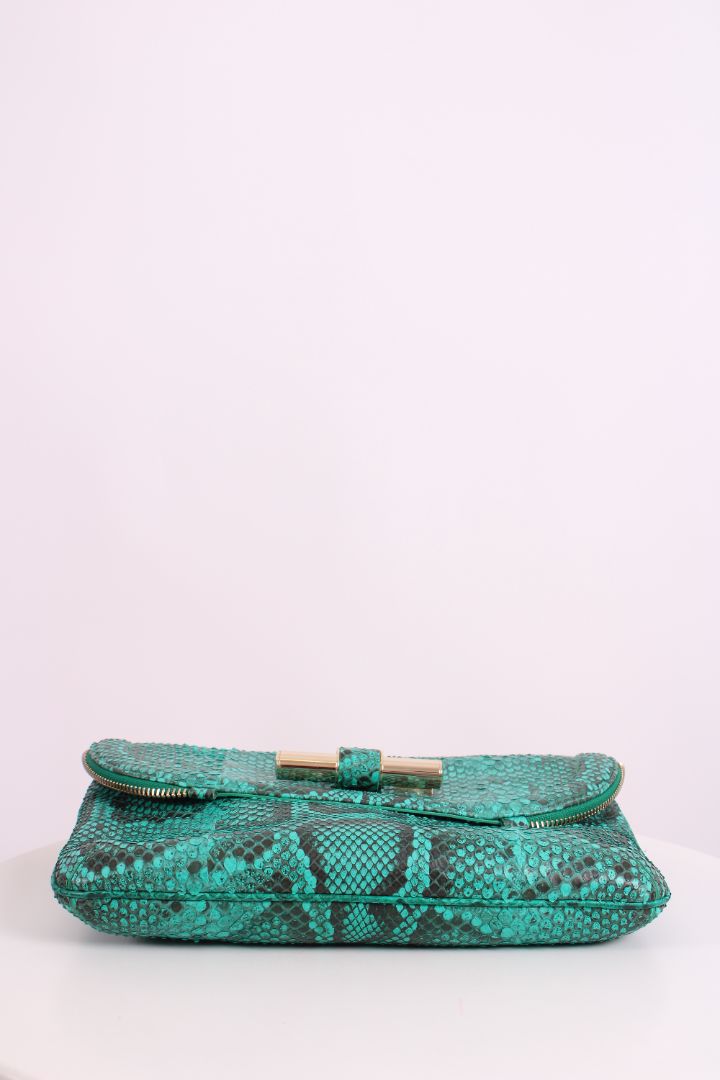 Jimmy Choo Python Jasmine Clutch Turquoise