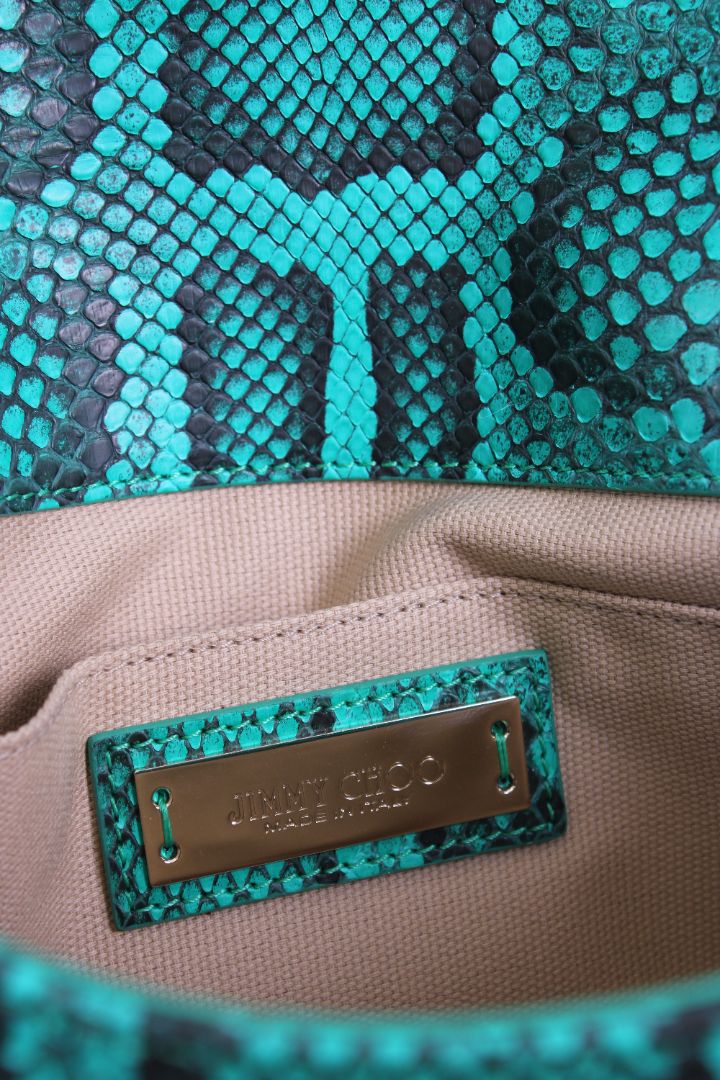 Jimmy Choo Python Jasmine Clutch Turquoise