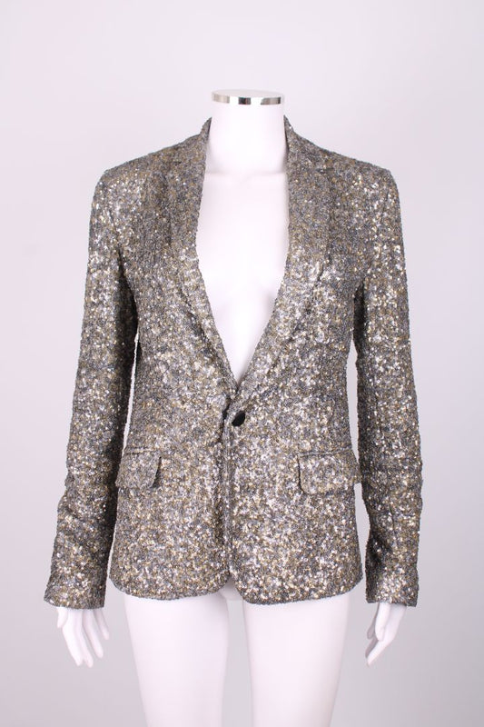 Zadig & Voltaire Sequin Blazer Jacket Gold/ Silver M