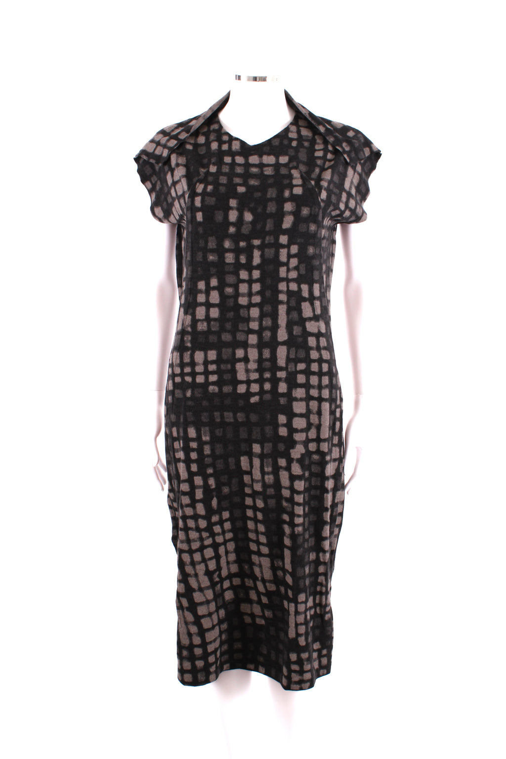 Bottega Veneta S/S Grid Print Dress Black/ Grey 14