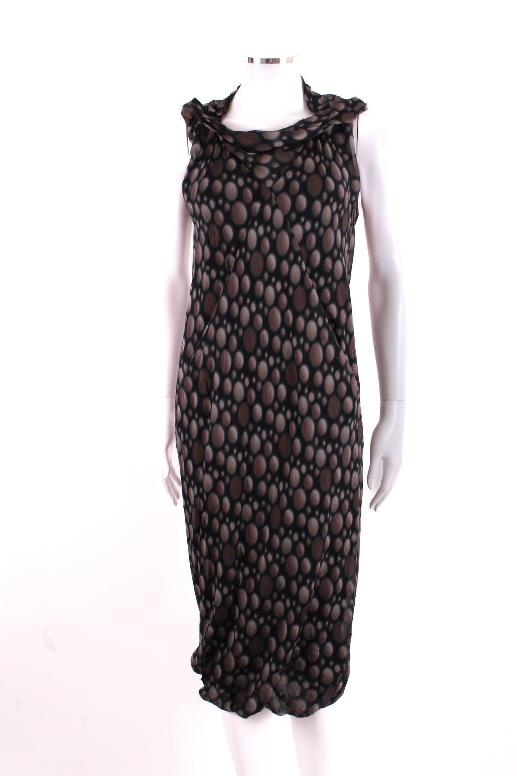 Rick Owens S/S Dot Print Dress Taupe/ Black 12