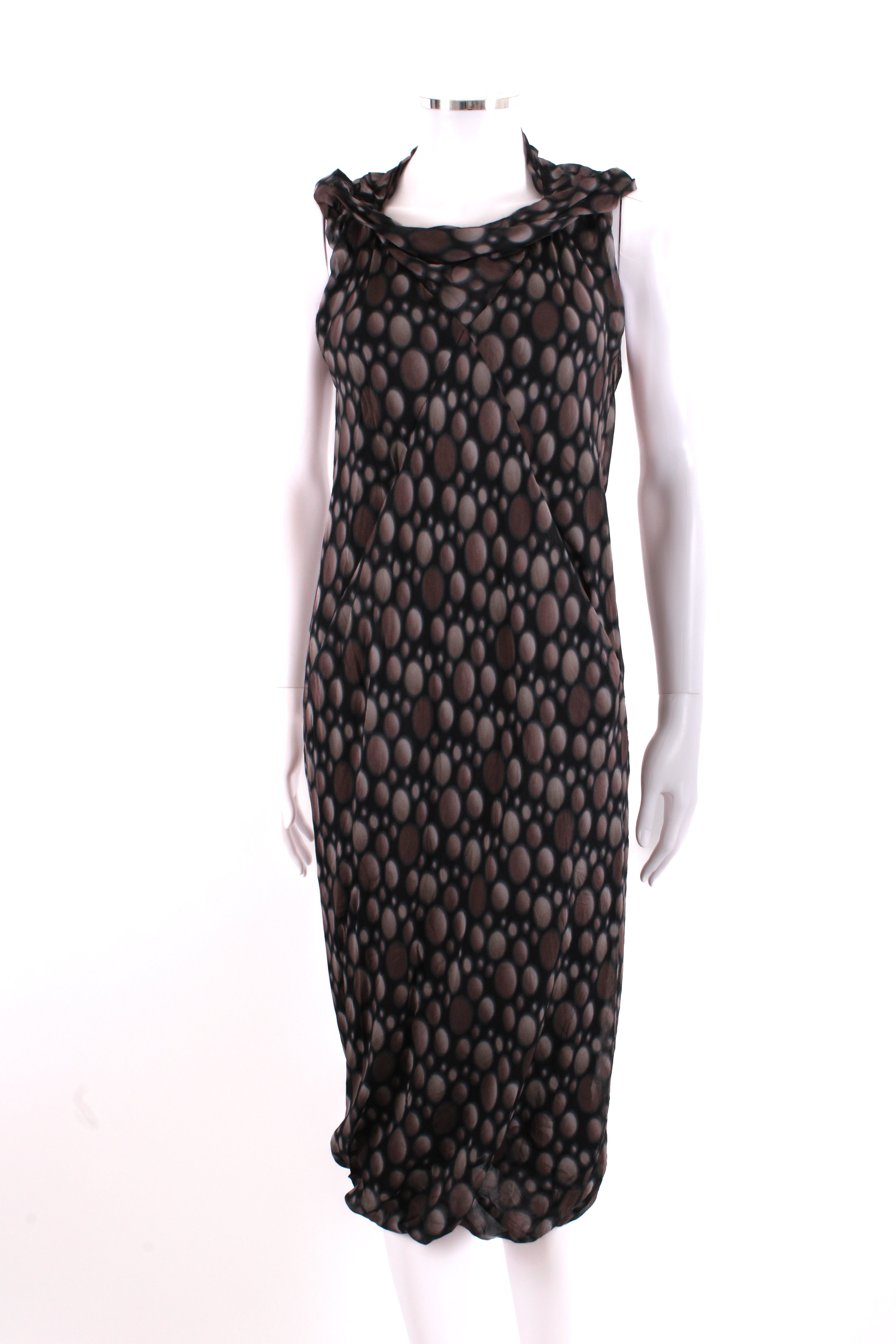 Rick Owens S/S Dot Print Dress Taupe/ Black 12