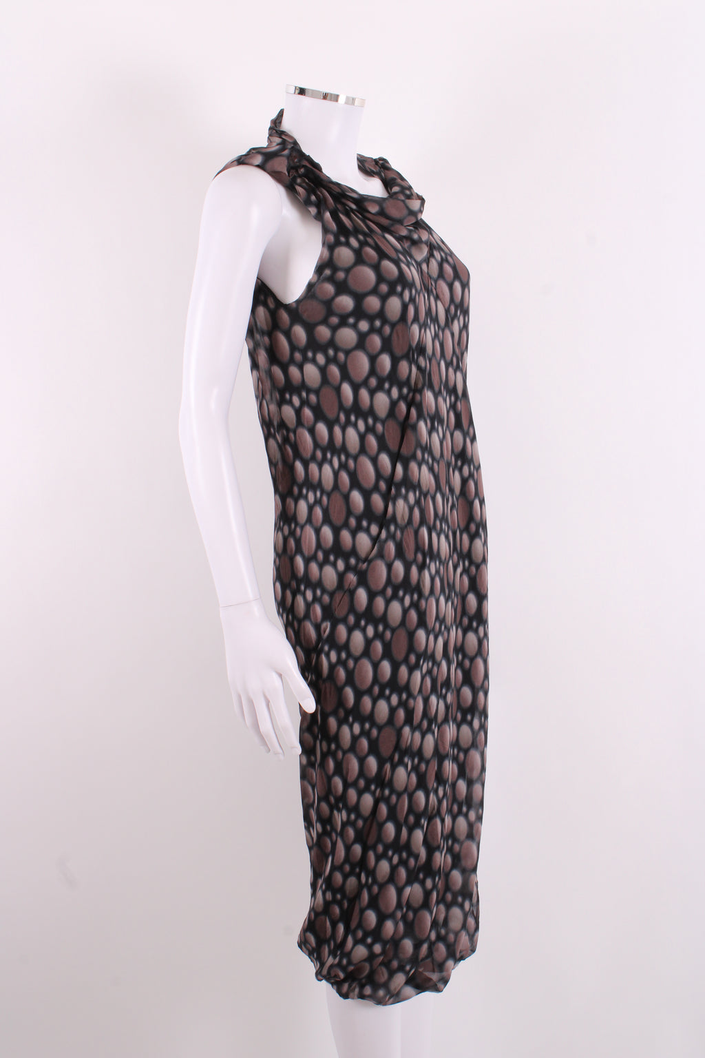 Rick Owens S/S Dot Print Dress Taupe/ Black 12