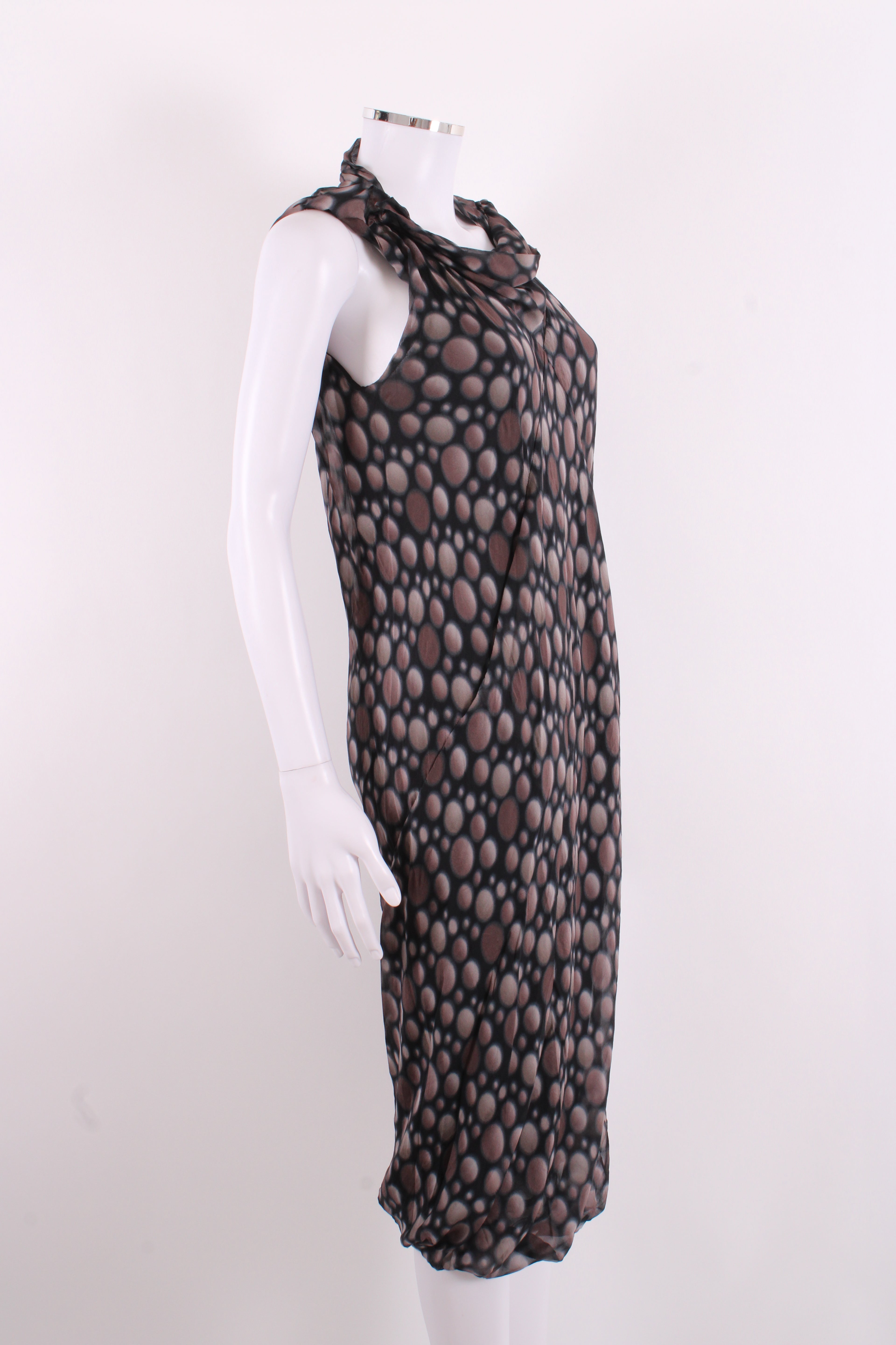 Rick Owens S/S Dot Print Dress Taupe/ Black 12