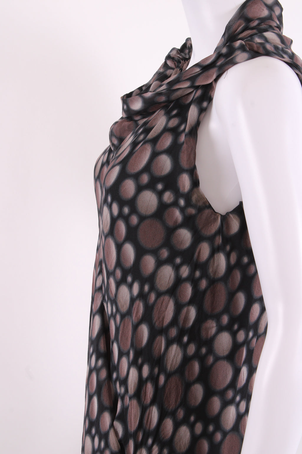 Rick Owens S/S Dot Print Dress Taupe/ Black 12