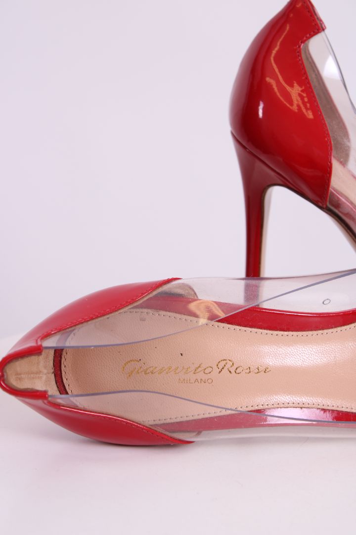 Gianvito Rossi PVC Side Heels Red/ Black 38