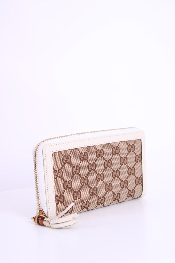 Gucci Purse With Bamboo Tassel Zip Brown Monogram