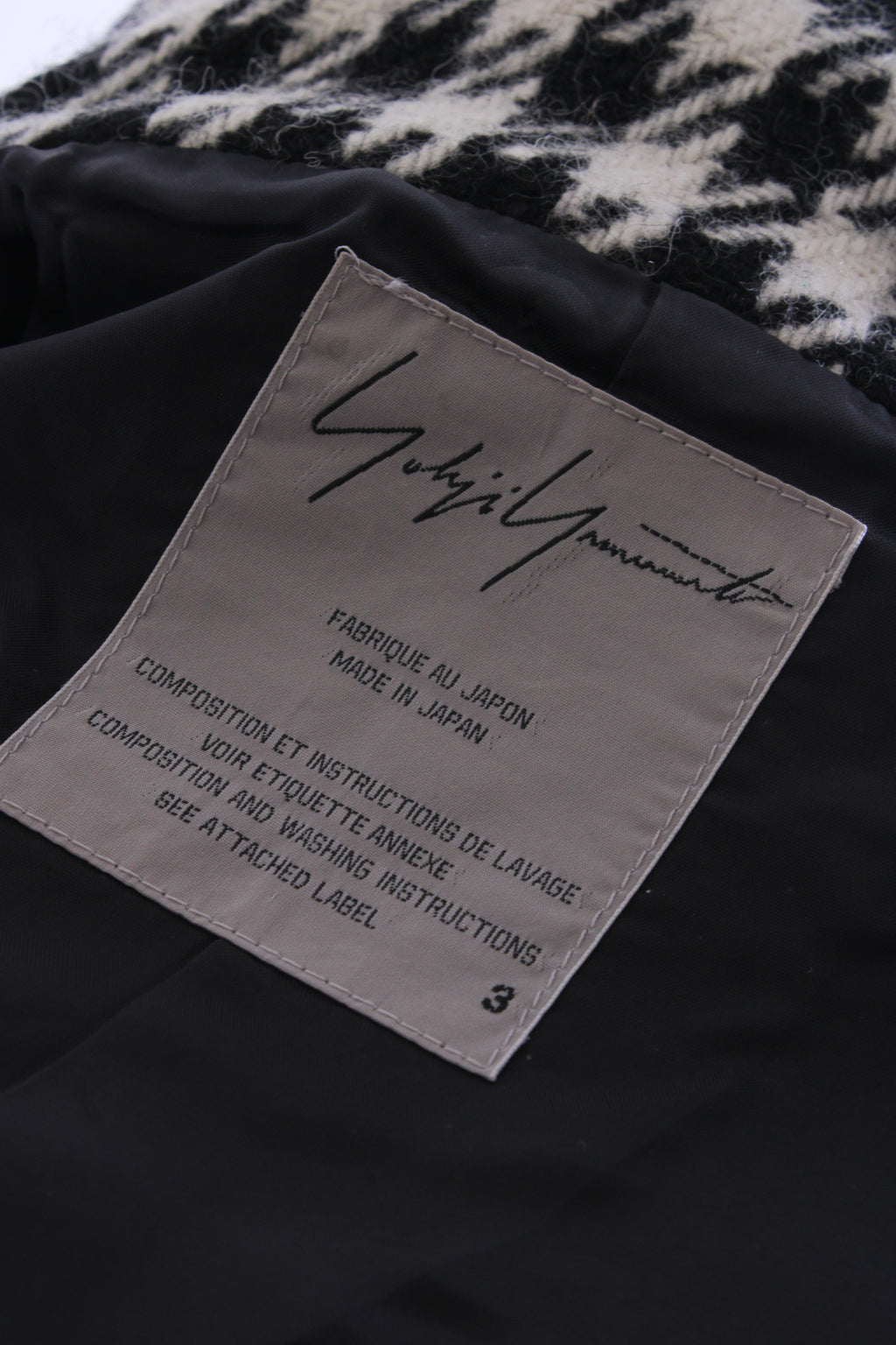 Yohji Yamamoto Houndstooth Jacket Black/ White M
