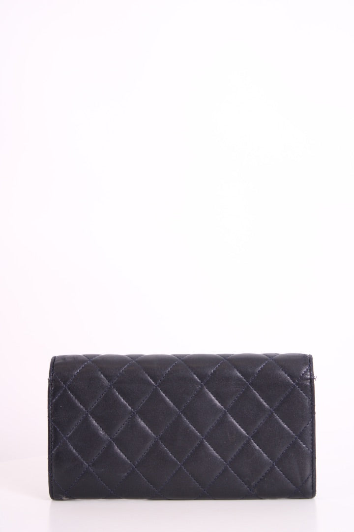 Chanel Lamb Skin long Purse Navy