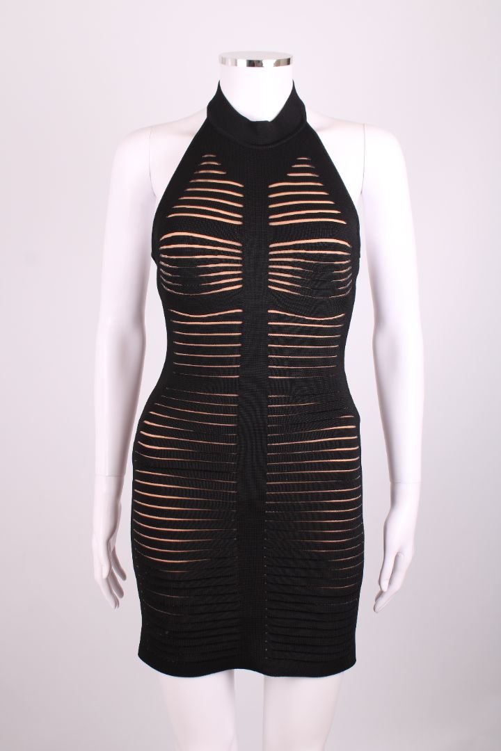 Balmin Halter Neck Bodycon Dress Black 6