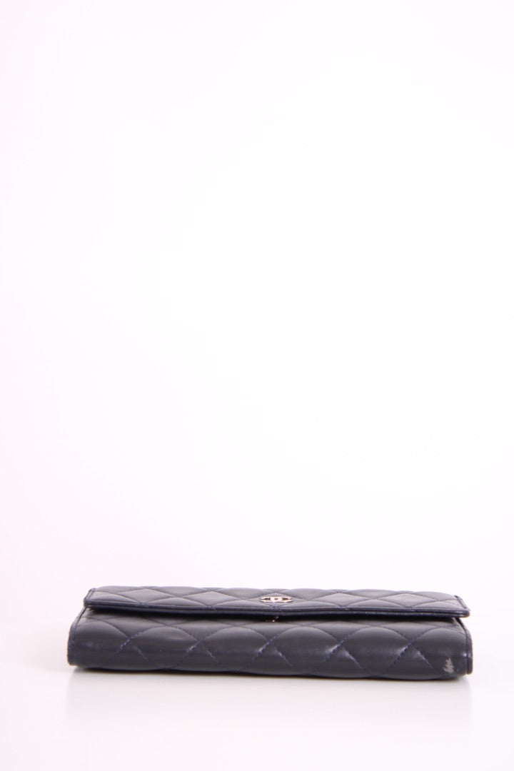 Chanel Lamb Skin long Purse Navy