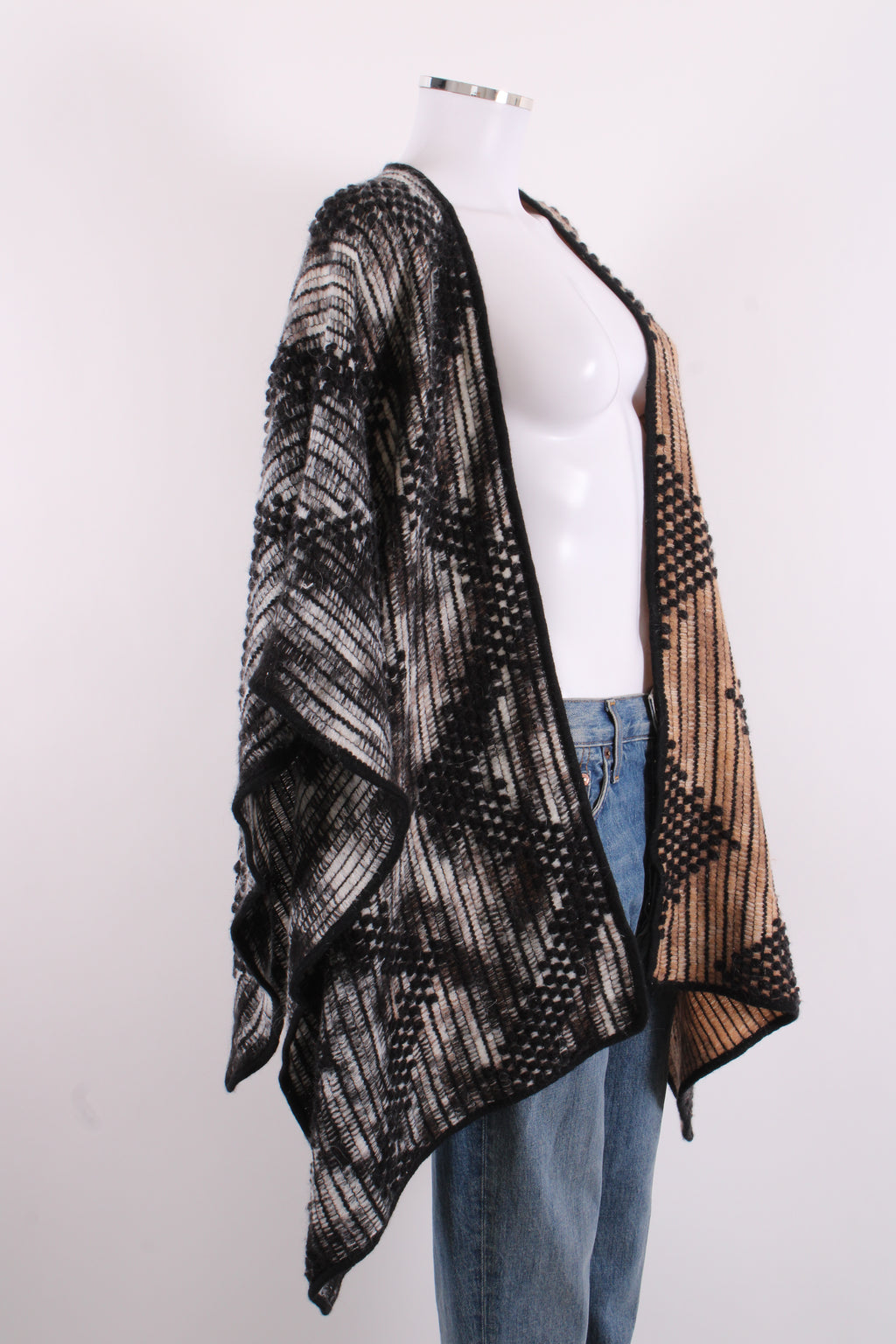 Missoni Poncho knitted brown/black patterend One Size