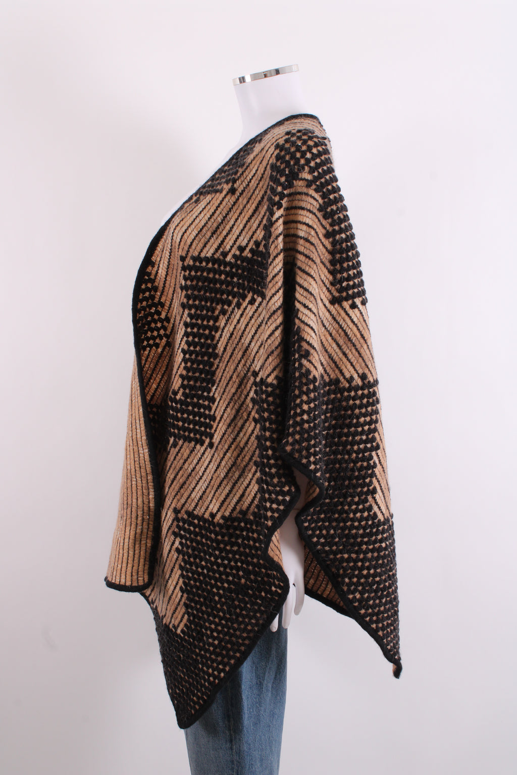 Missoni Poncho knitted brown/black patterend One Size