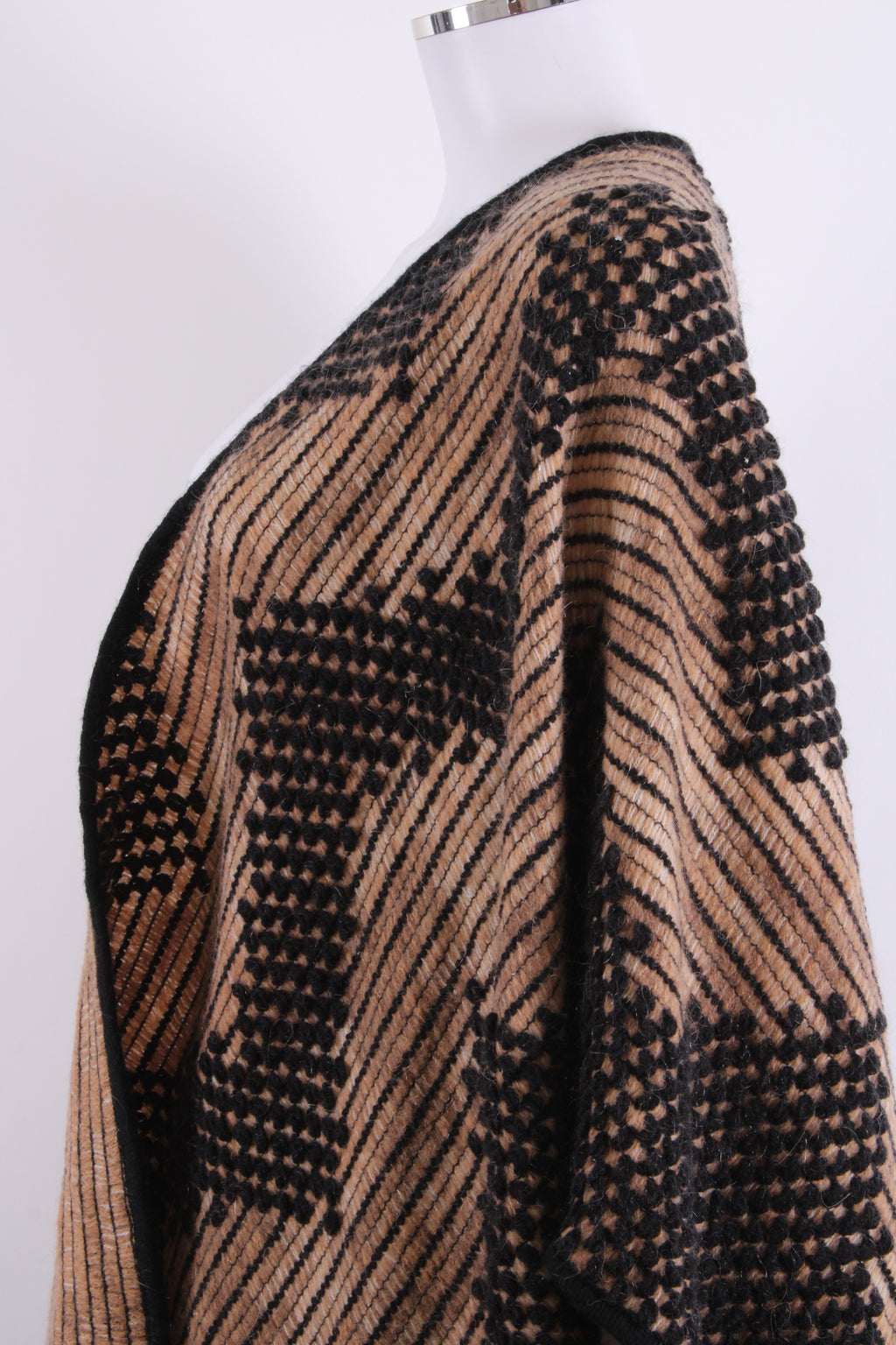 Missoni Poncho knitted brown/black patterend One Size