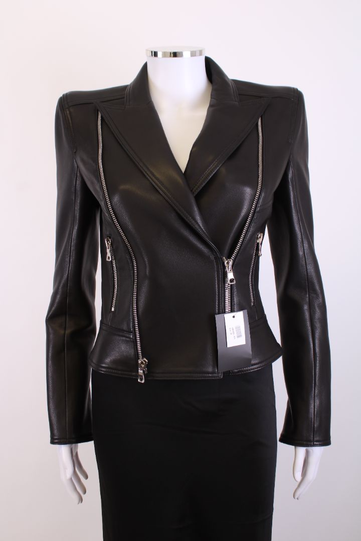 Balmain Jacket BIKER Black Leather 36