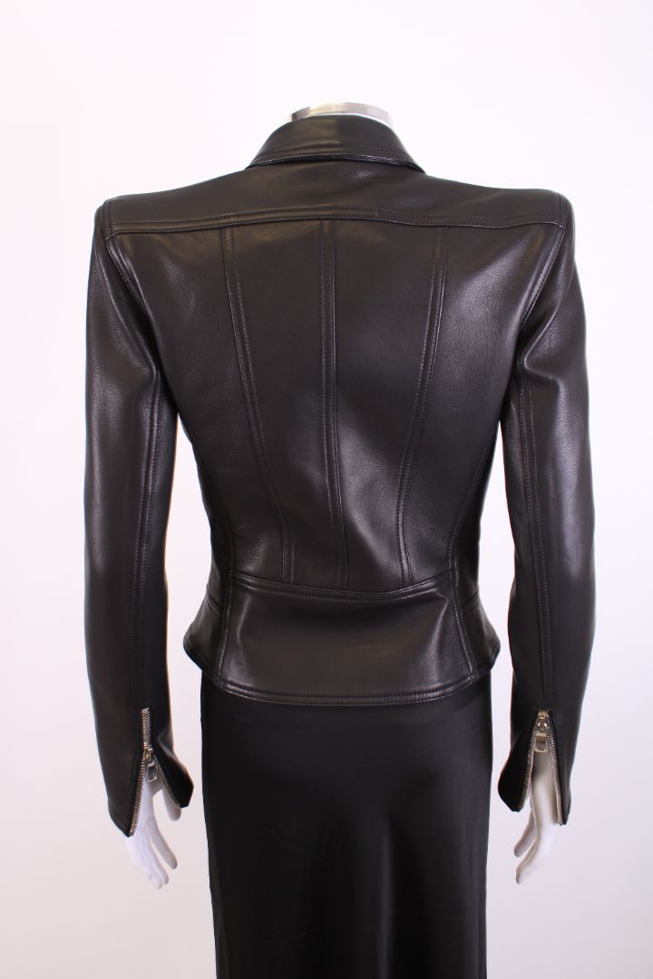 Balmain Jacket BIKER Black Leather 36