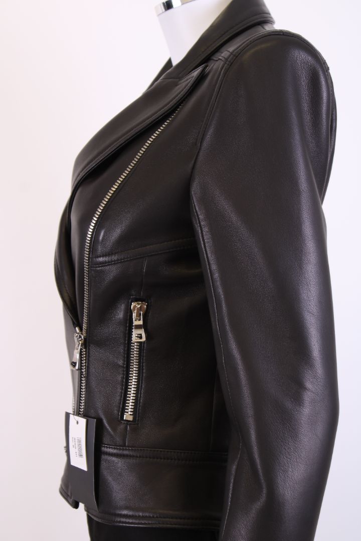 Balmain Jacket BIKER Black Leather 36