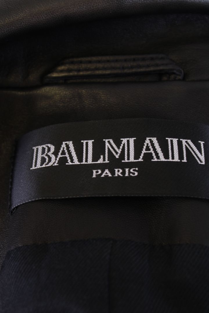 Balmain Jacket BIKER Black Leather 36