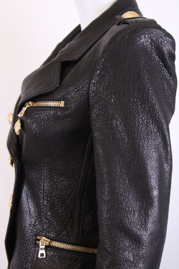 Balmain Leather Blazer Black 38