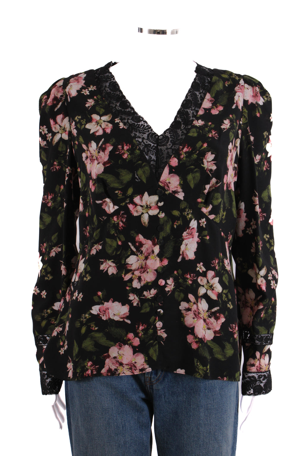 Erdem Floral Blouse Black/ Pink 16