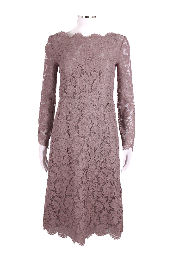 Valentino L/S Lace Dress Taupe 10