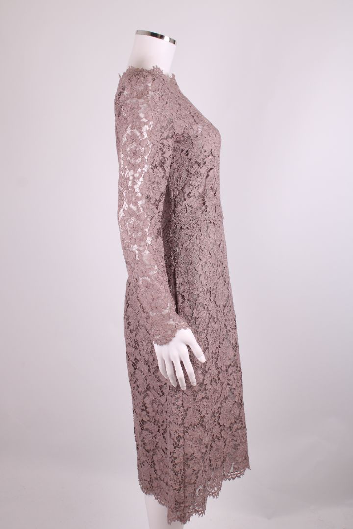 Valentino L/S Lace Dress Taupe 10