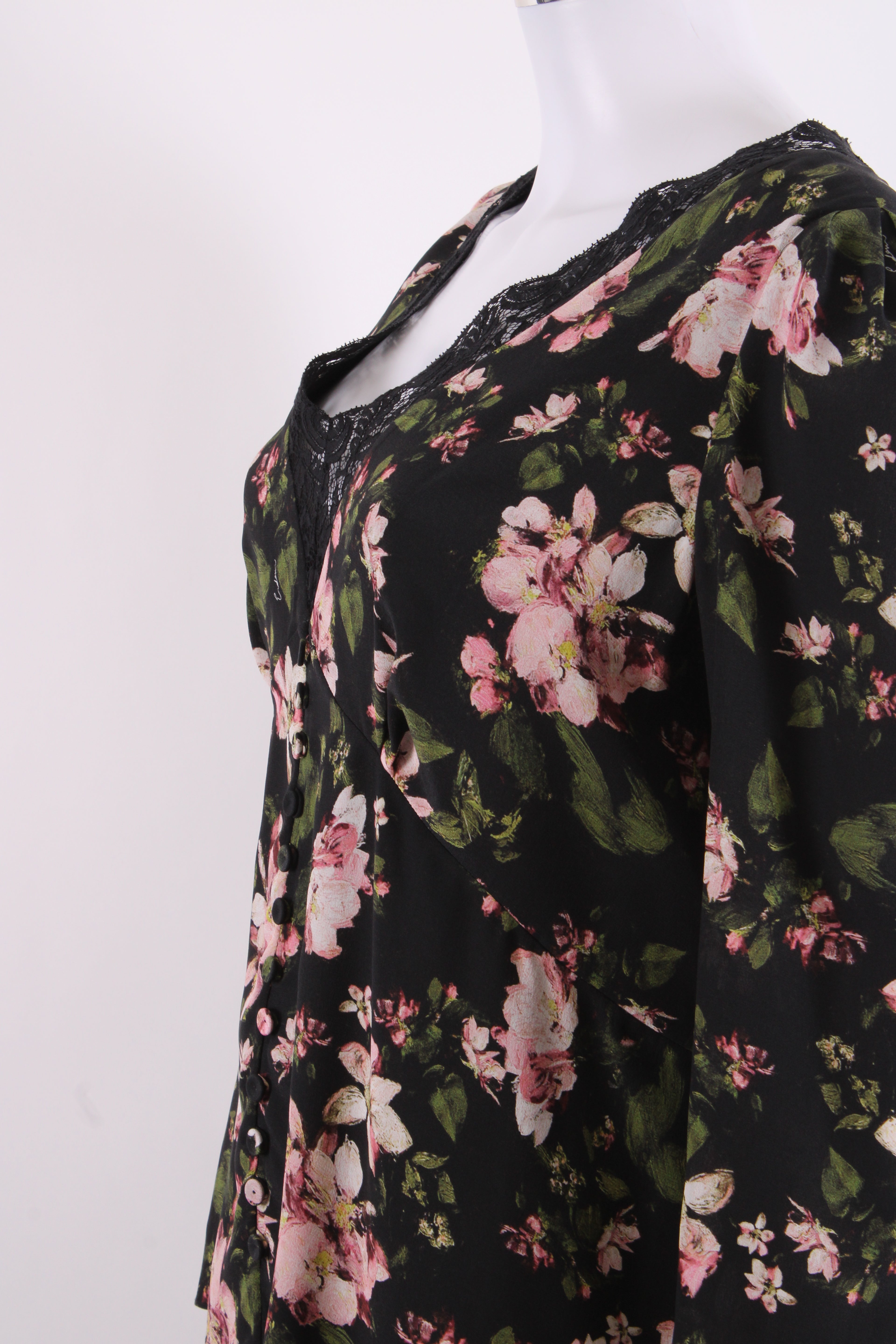 Erdem Floral Blouse Black/ Pink 16