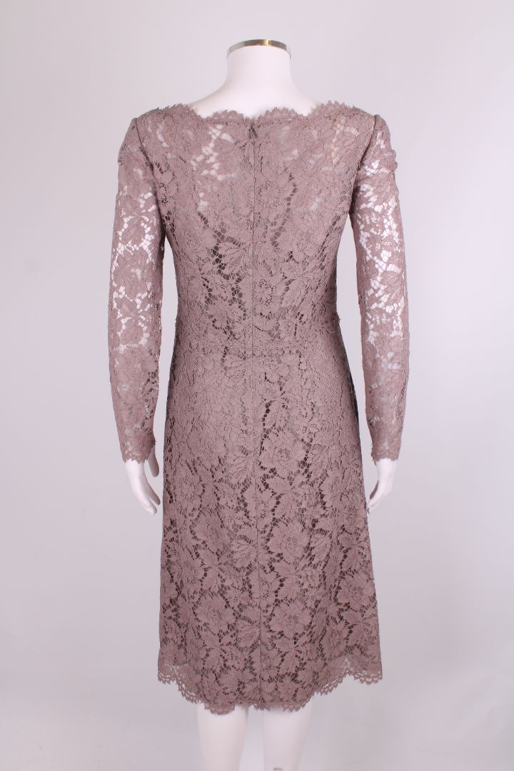 Valentino L/S Lace Dress Taupe 10