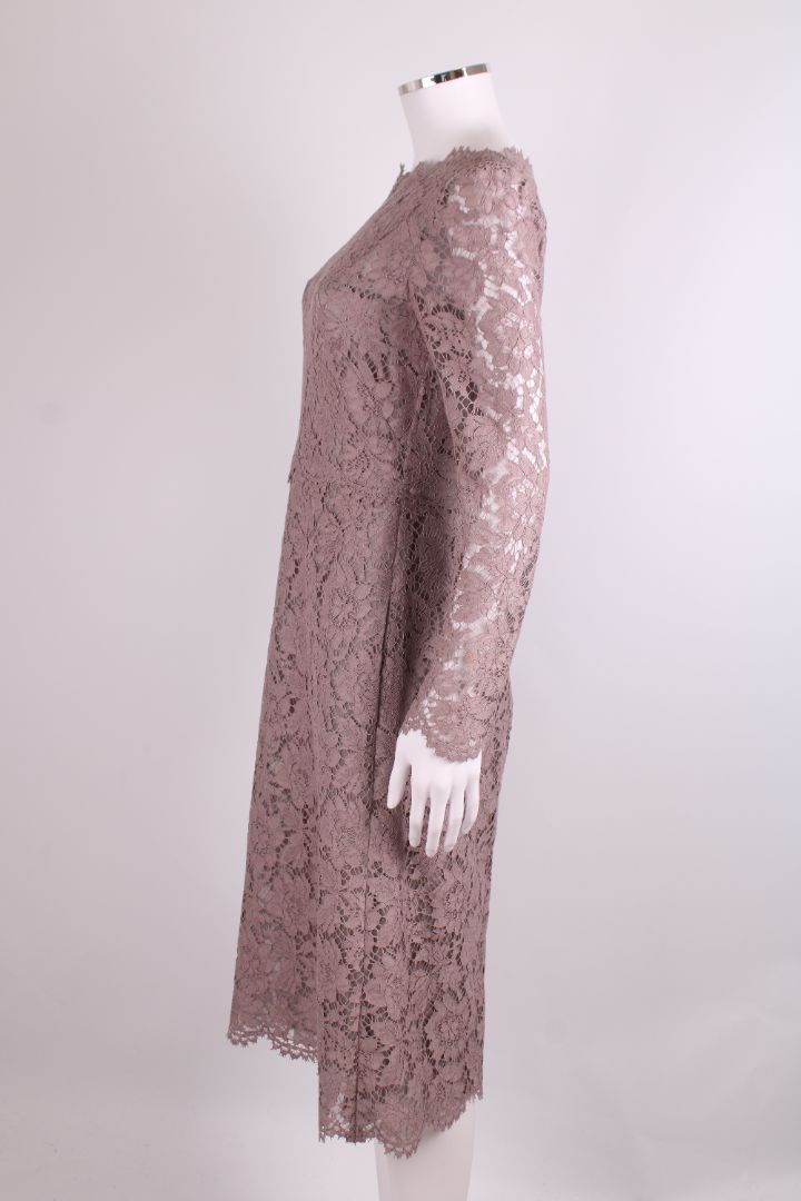 Valentino L/S Lace Dress Taupe 10