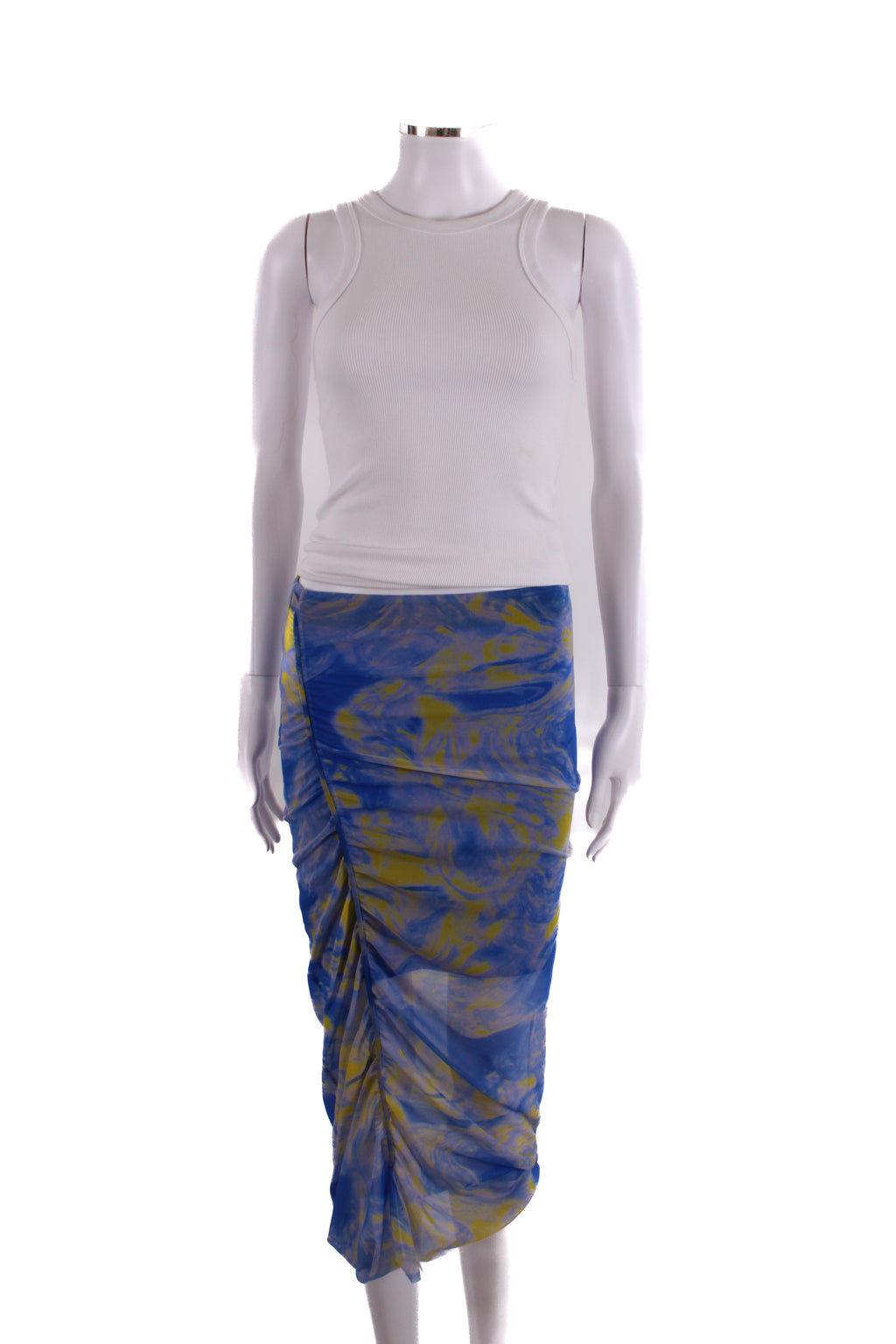 All Saints Tie Dye Mesh Skirt Blue/ Yellow 6