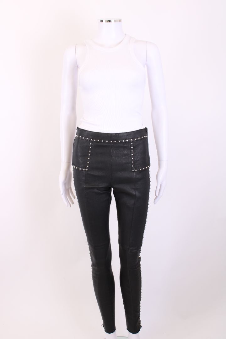 Saint Laurent Studded Leather Trousers Black 8