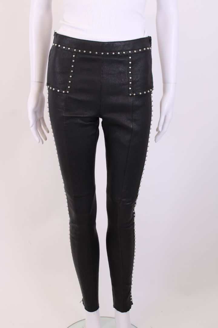 Saint Laurent Studded Leather Trousers Black 8