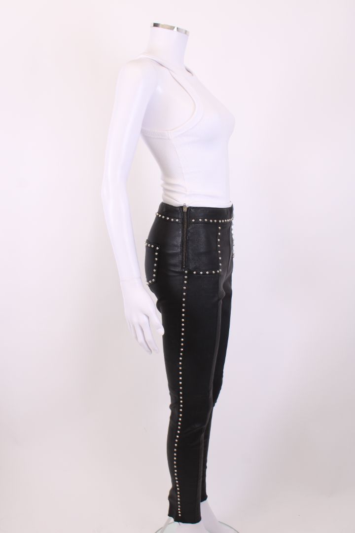 Saint Laurent Studded Leather Trousers Black 8
