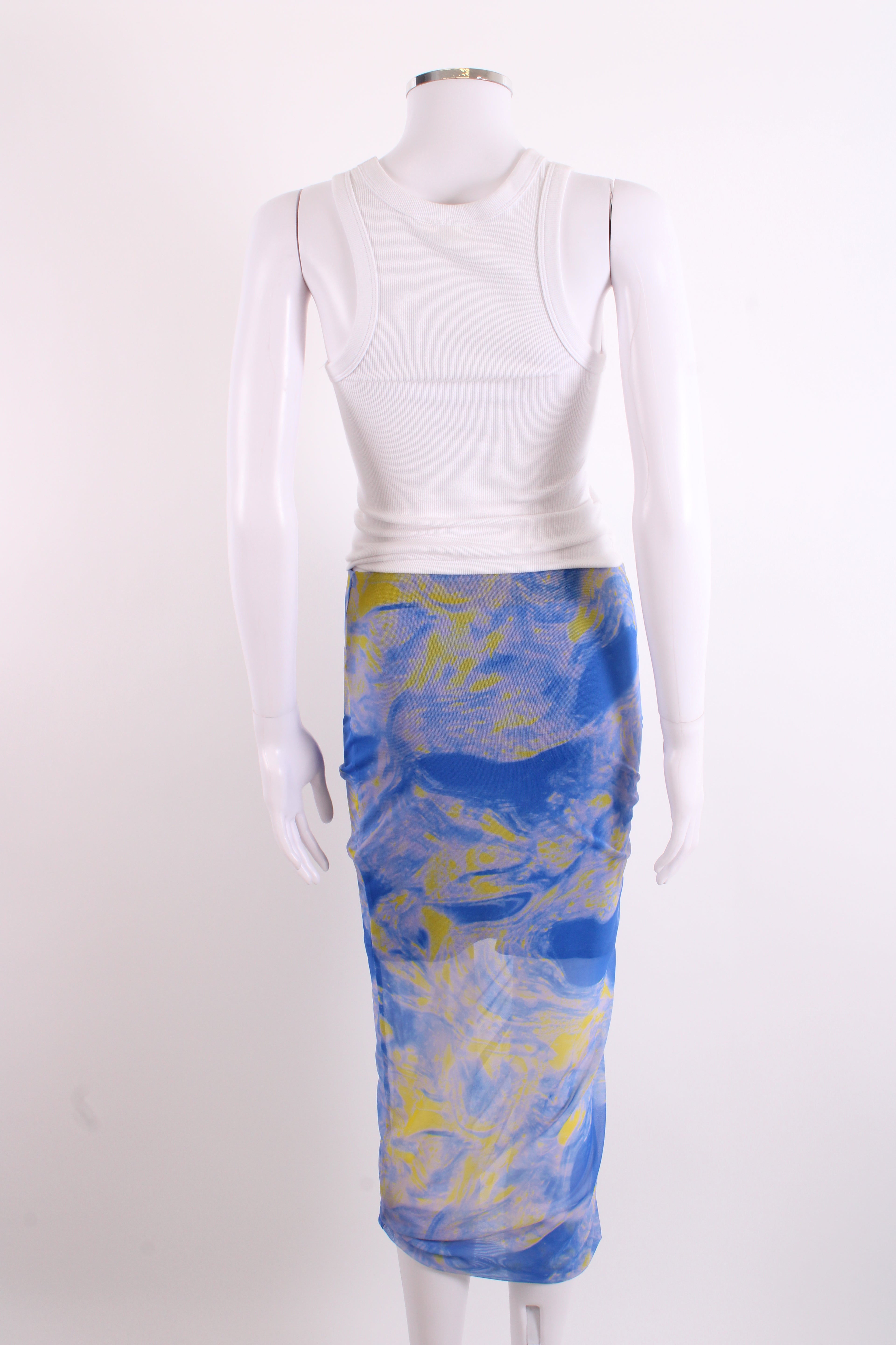 All Saints Tie Dye Mesh Skirt Blue/ Yellow 6