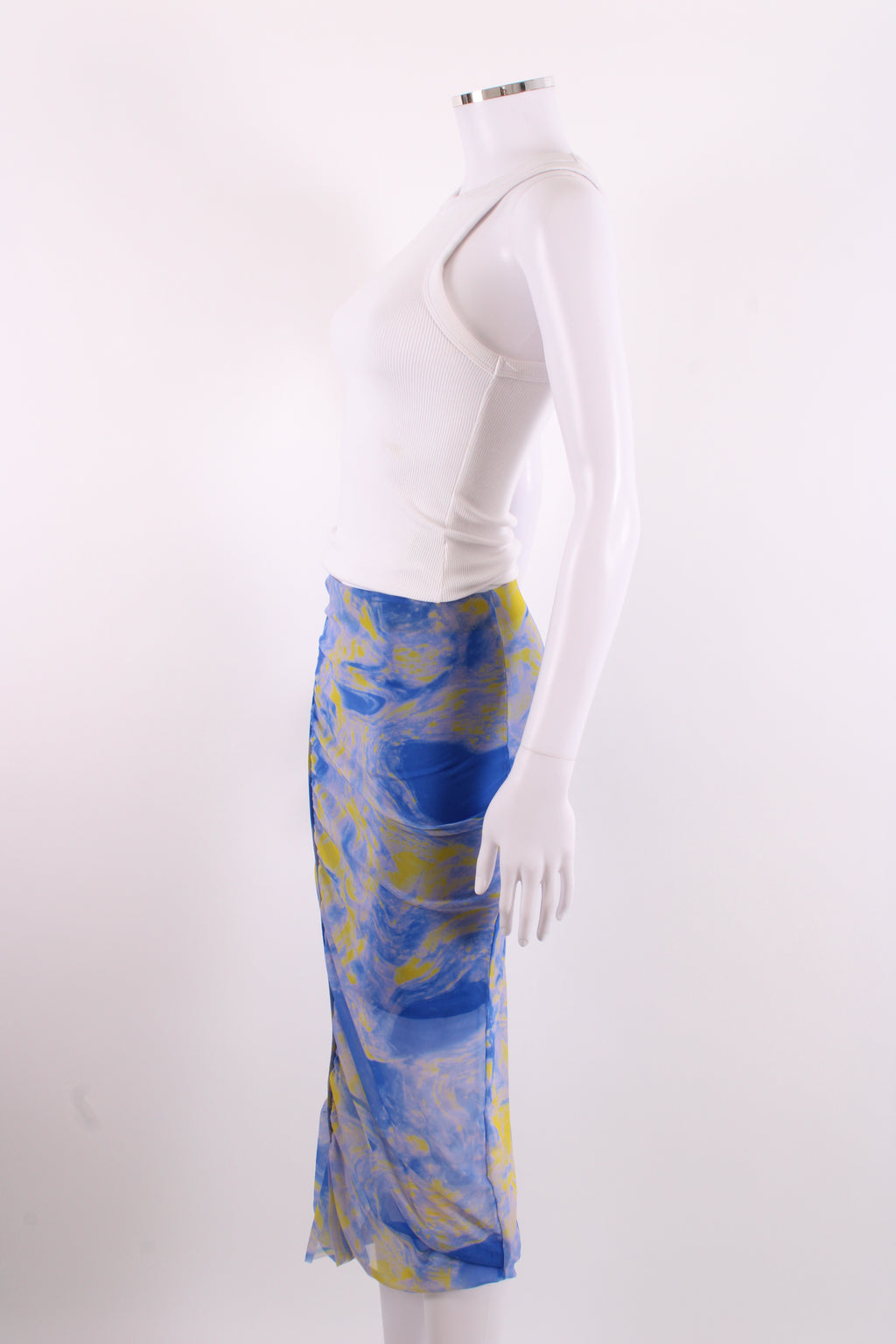All Saints Tie Dye Mesh Skirt Blue/ Yellow 6