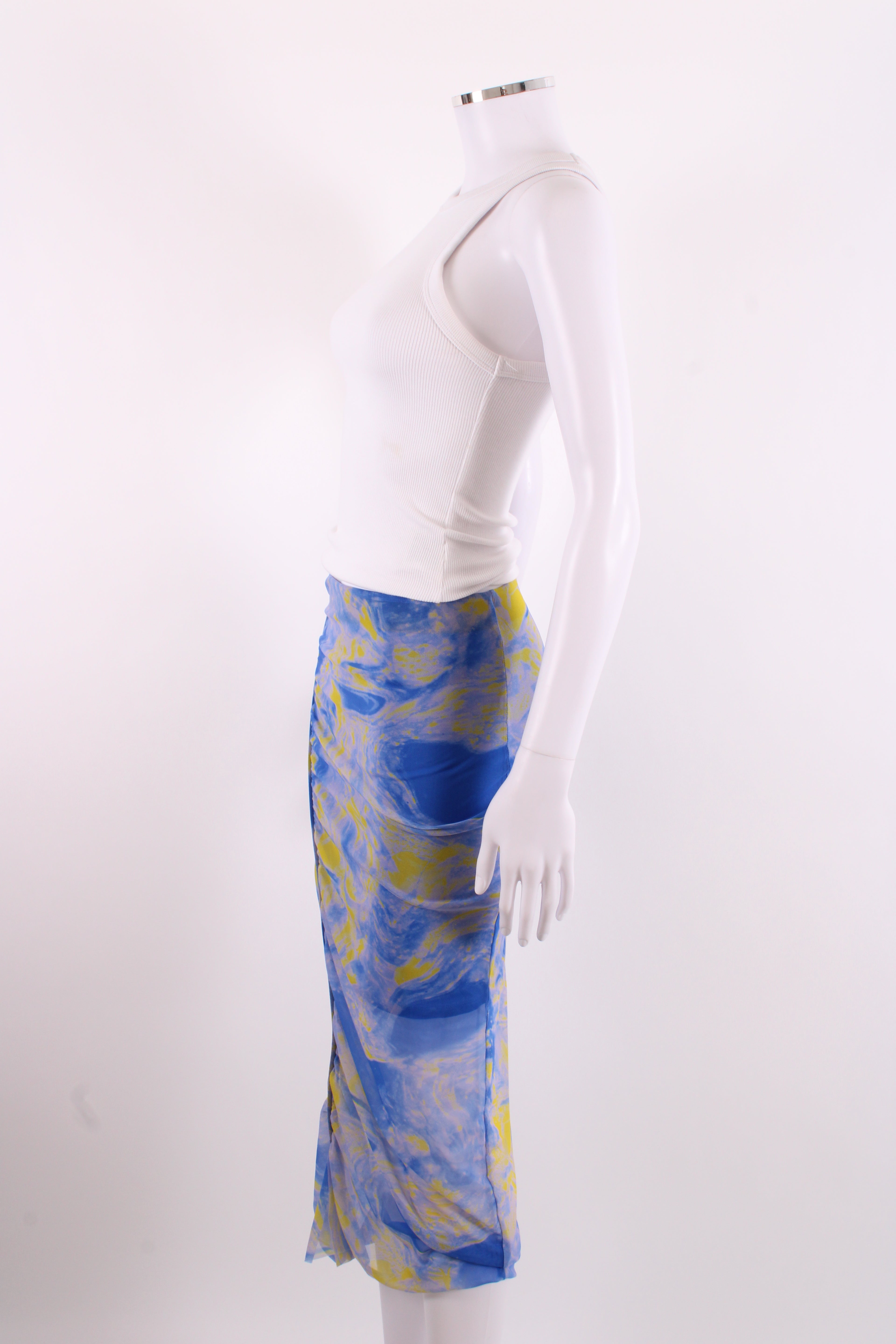 All Saints Tie Dye Mesh Skirt Blue/ Yellow 6
