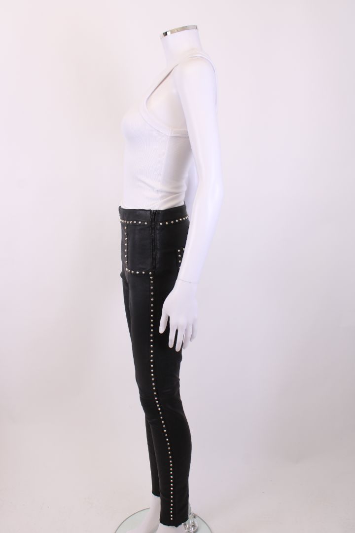 Saint Laurent Studded Leather Trousers Black 8