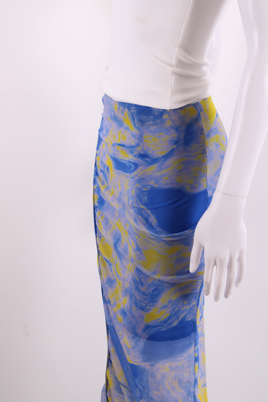 All Saints Tie Dye Mesh Skirt Blue/ Yellow 6