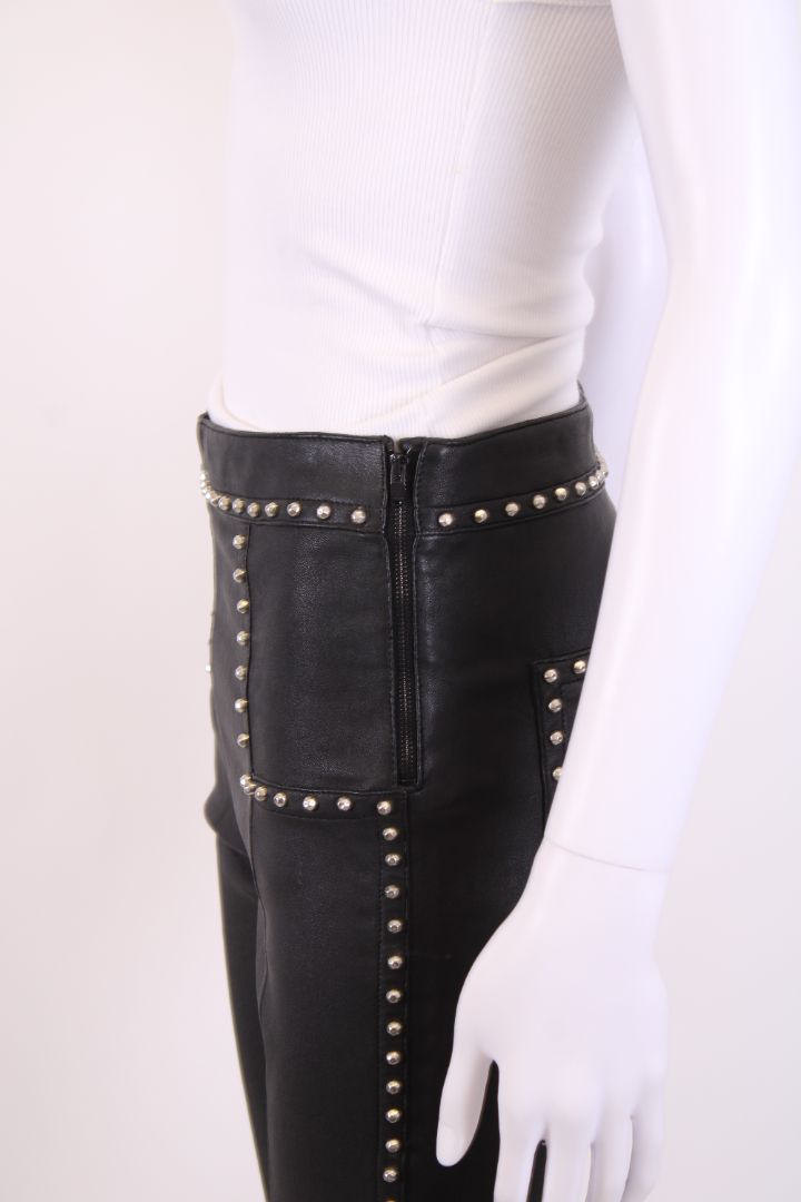 Saint Laurent Studded Leather Trousers Black 8
