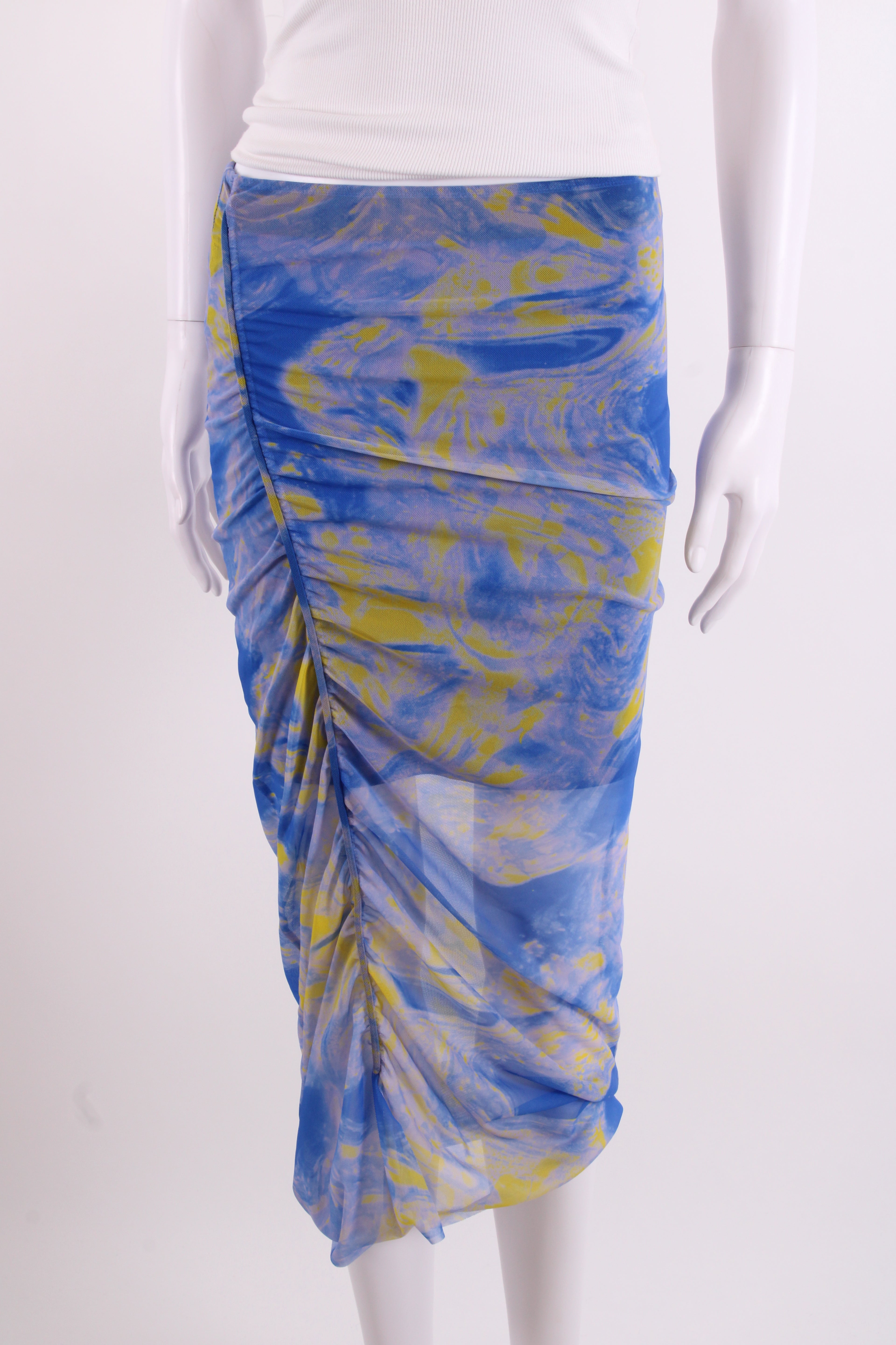 All Saints Tie Dye Mesh Skirt Blue/ Yellow 6