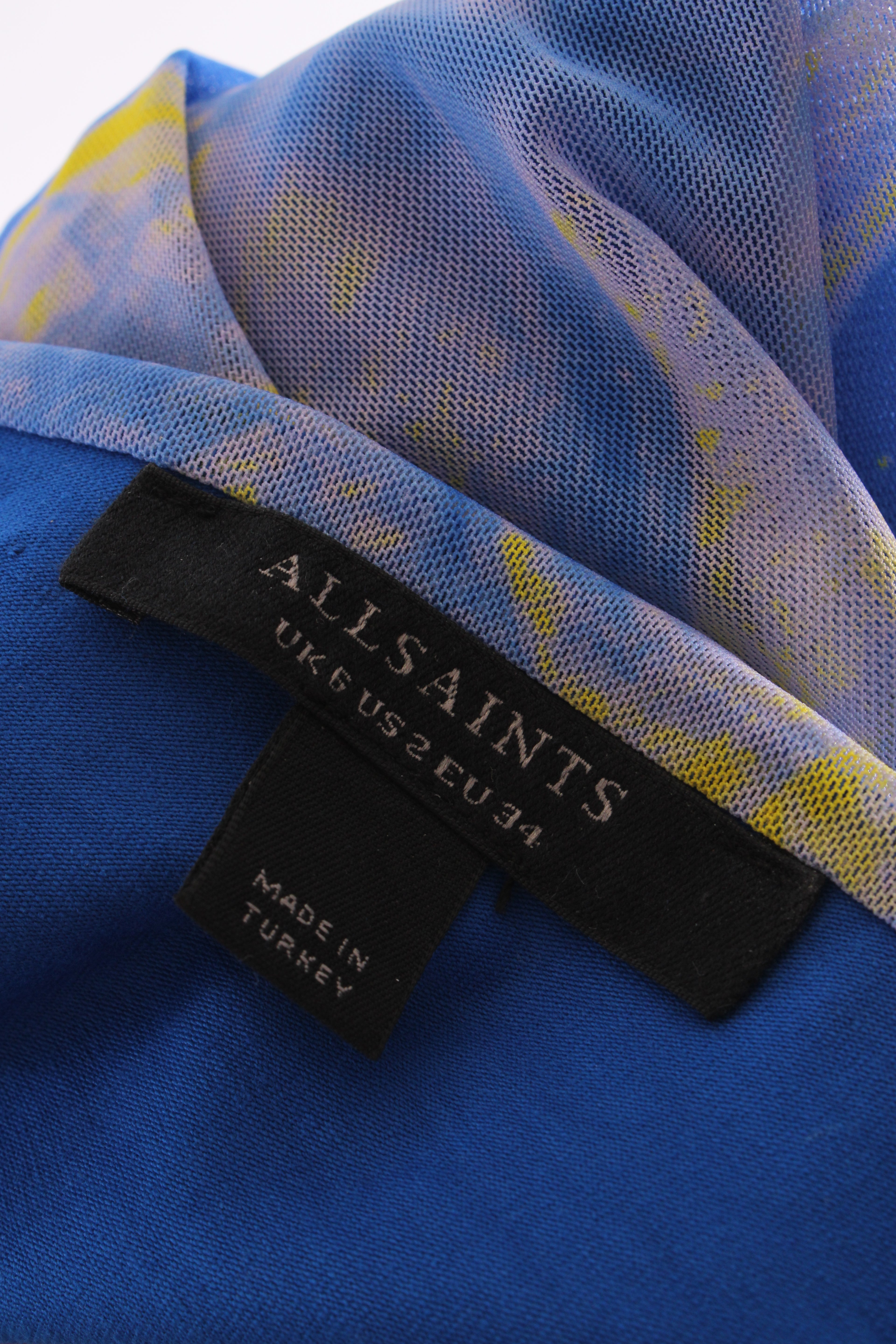 All Saints Tie Dye Mesh Skirt Blue/ Yellow 6
