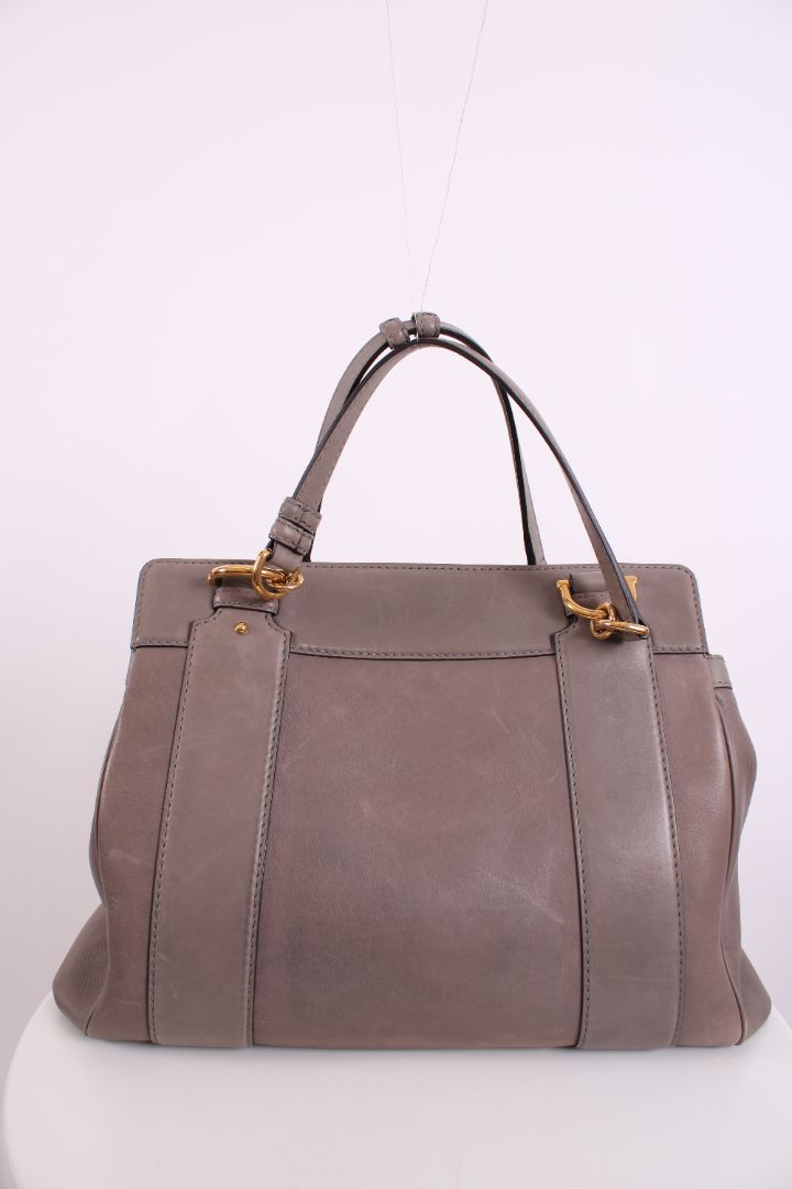 Gucci Smilla Fur Trim Tote Grey