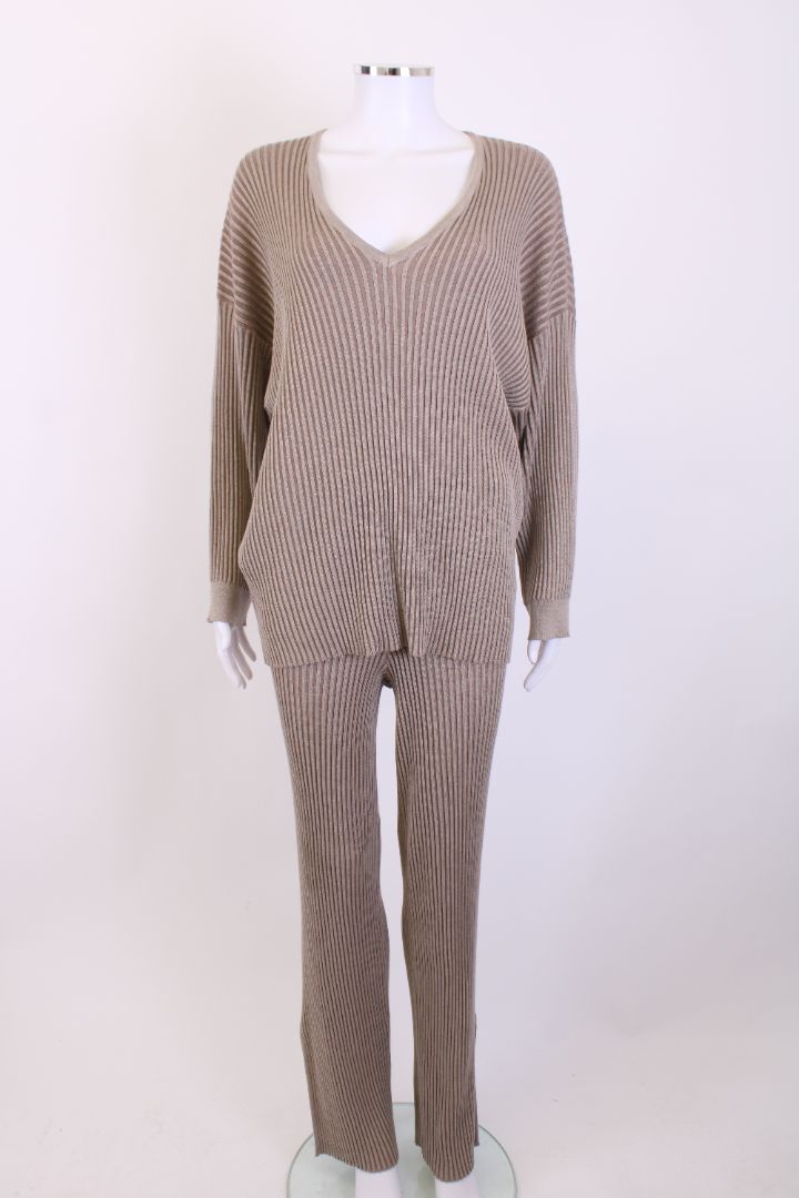 zulu & zephyr Ribbed cord set Taupe S