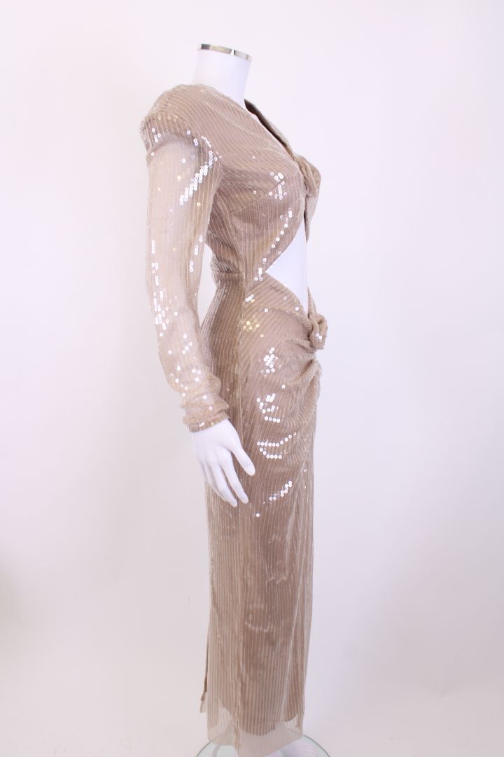New Arrivals L/S Cut Out Sequin Dress Nude 10
